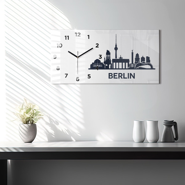 Horizontal wall clock Berlin city illustration