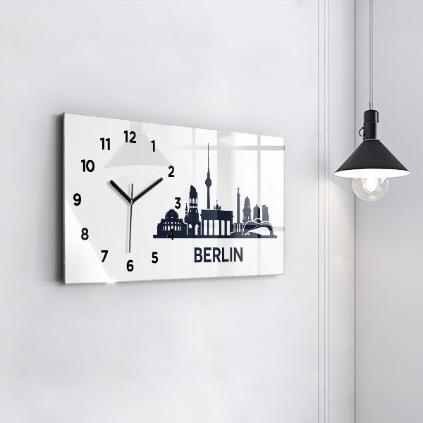 Horizontal wall clock Berlin city illustration
