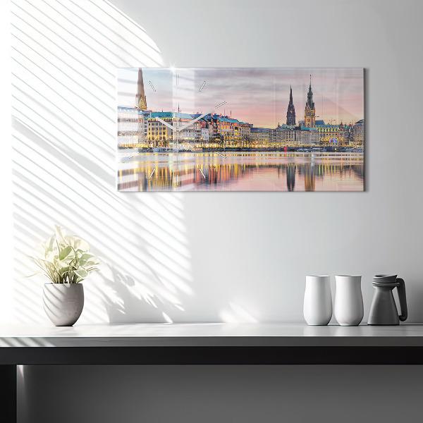 Horizontal wall clock Alster in Hamburg