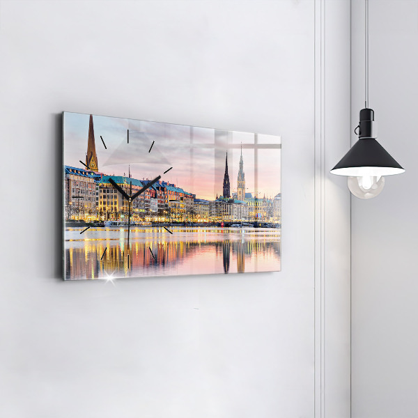 Horizontal wall clock Alster in Hamburg