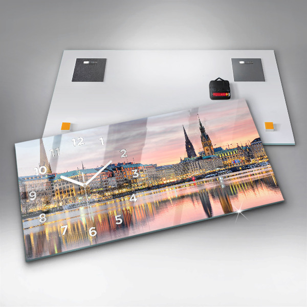 Horizontal wall clock Alster in Hamburg