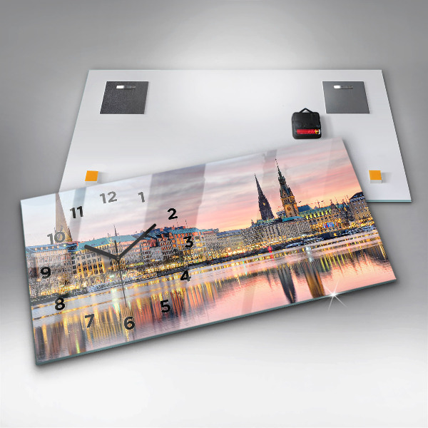 Horizontal wall clock Alster in Hamburg