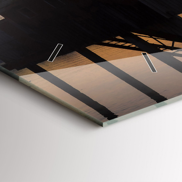 Horizontal wall clock Sunset over the lake