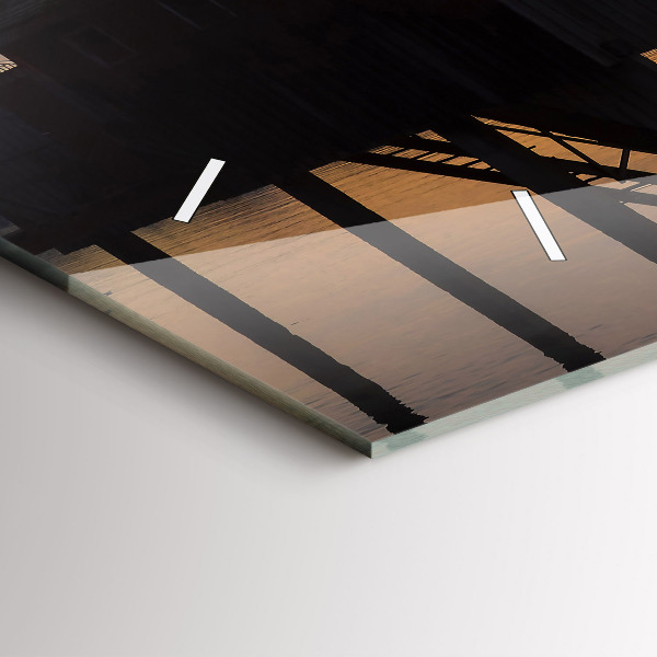 Horizontal wall clock Sunset over the lake