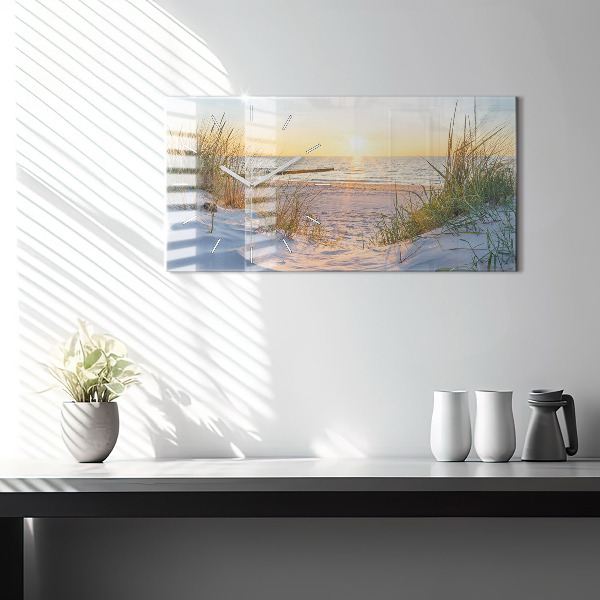 Horizontal wall clock Sunset over the sea