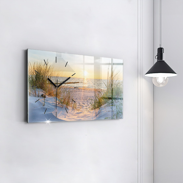 Horizontal wall clock Sunset over the sea