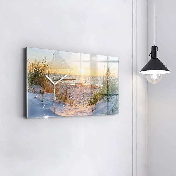 Horizontal wall clock Sunset over the sea
