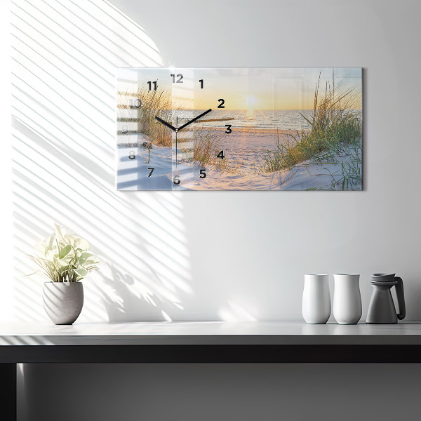 Horizontal wall clock Sunset over the sea