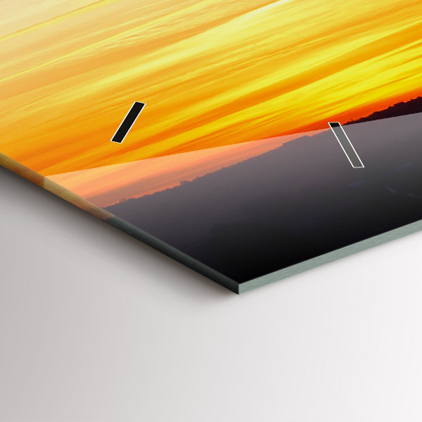 Horizontal wall clock Building and sunset