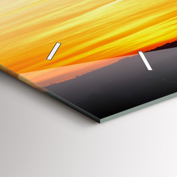 Horizontal wall clock Building and sunset