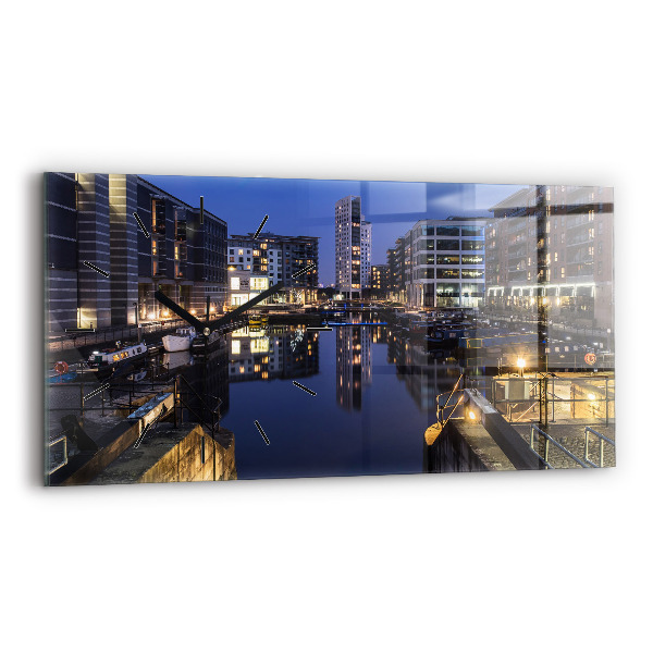 Horizontal wall clock The city lit up at night