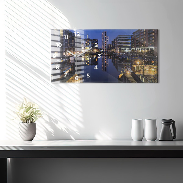 Horizontal wall clock The city lit up at night