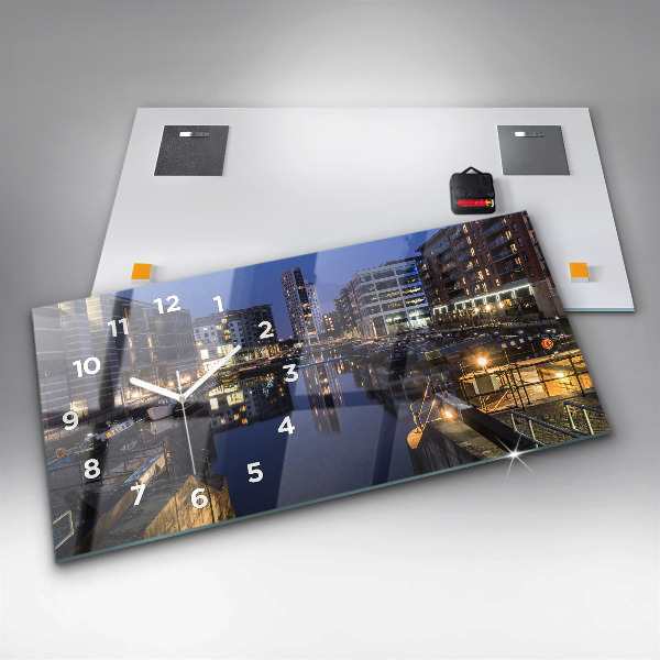 Horizontal wall clock The city lit up at night