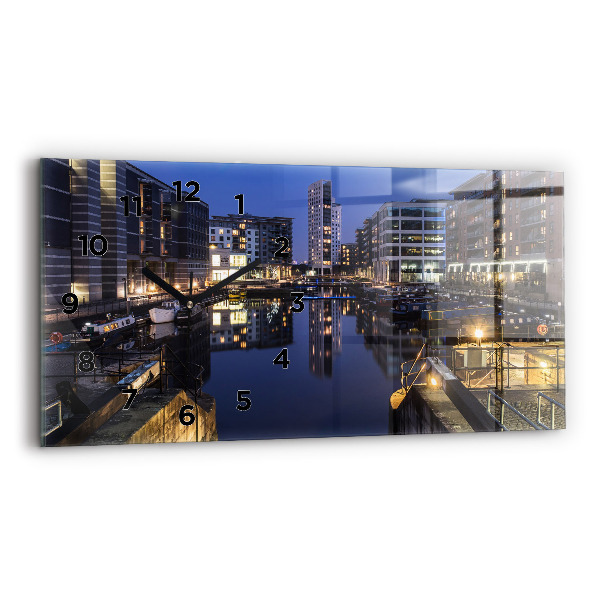 Horizontal wall clock The city lit up at night