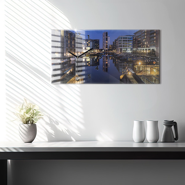 Horizontal wall clock The city lit up at night