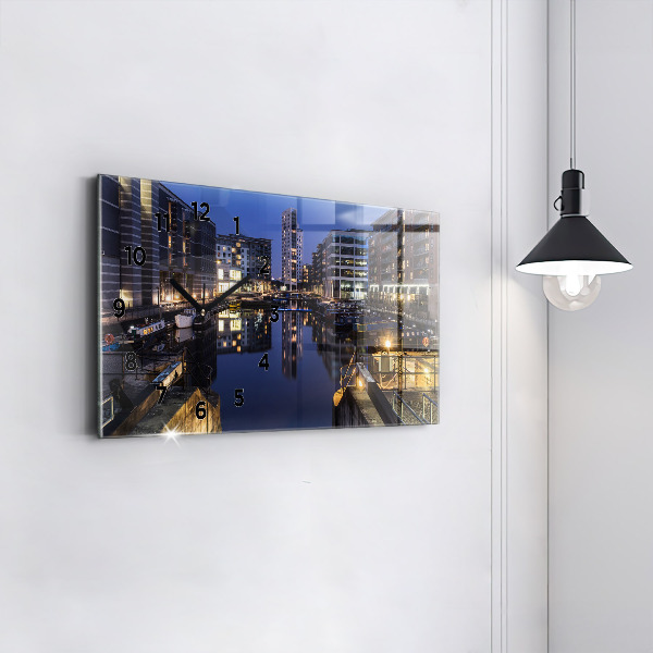 Horizontal wall clock The city lit up at night