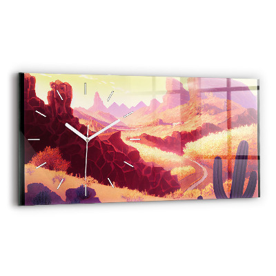 Horizontal wall clock Arizona desert illustration