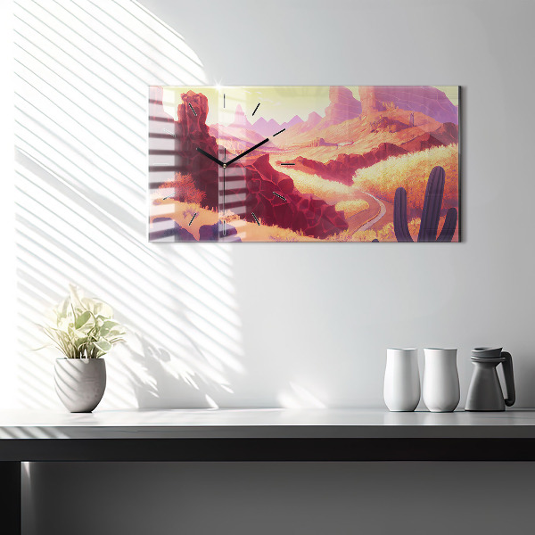 Horizontal wall clock Arizona desert illustration