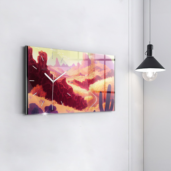 Horizontal wall clock Arizona desert illustration