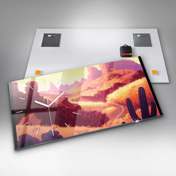 Horizontal wall clock Arizona desert illustration