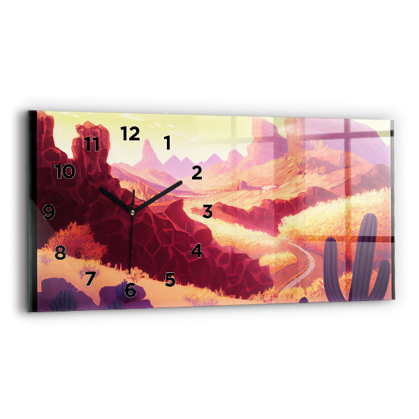 Horizontal wall clock Arizona desert illustration