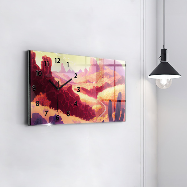 Horizontal wall clock Arizona desert illustration