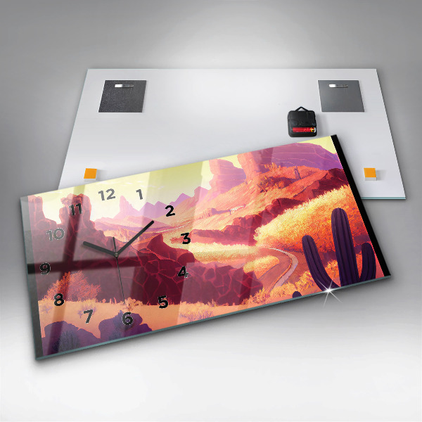Horizontal wall clock Arizona desert illustration