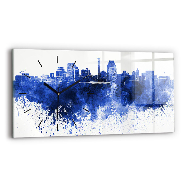 Horizontal wall clock San Antonio Watercolors