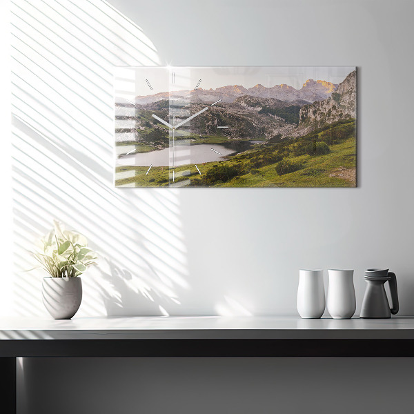 Horizontal wall clock Lake and Pyrenees Mountains