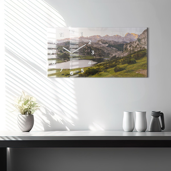 Horizontal wall clock Lake and Pyrenees Mountains