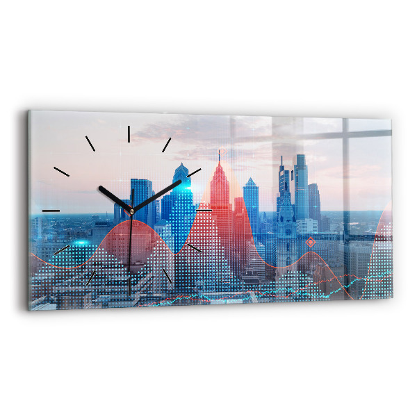 Horizontal wall clock Skyscrapers in Philadelphia