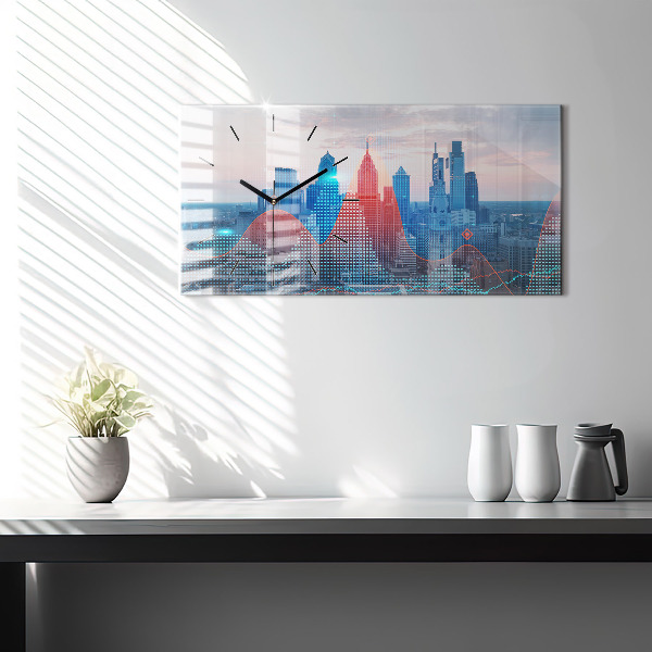 Horizontal wall clock Skyscrapers in Philadelphia