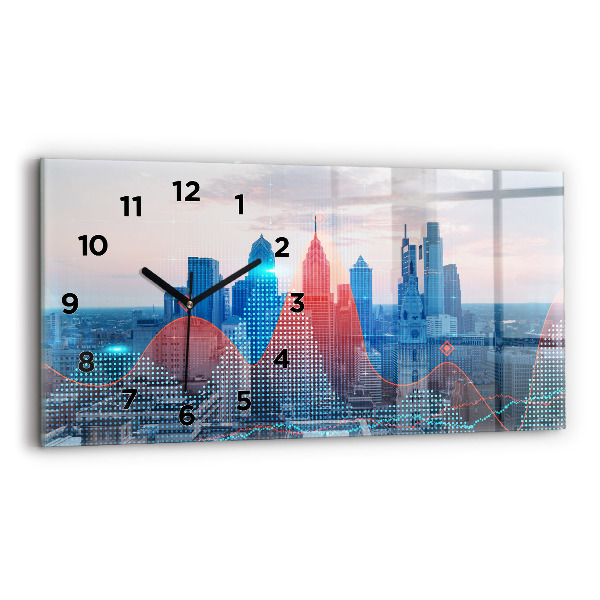 Horizontal wall clock Skyscrapers in Philadelphia
