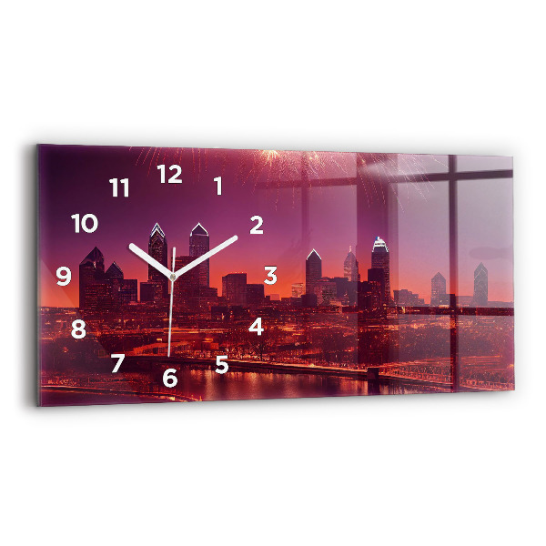 Horizontal wall clock Philadelphia City at Night