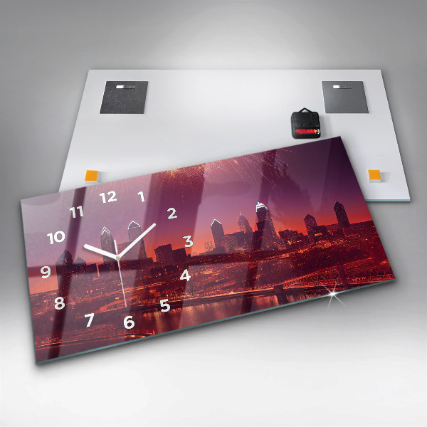 Horizontal wall clock Philadelphia City at Night