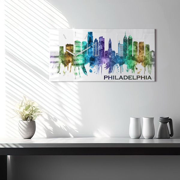 Horizontal wall clock Colorful Philadelphia
