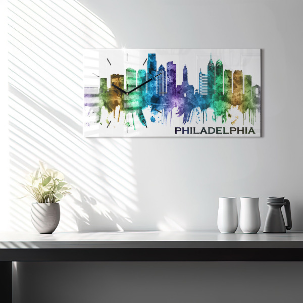 Horizontal wall clock Colorful Philadelphia