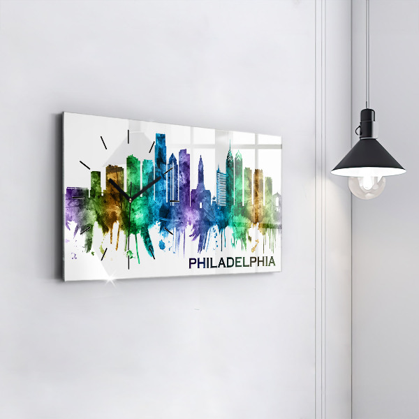 Horizontal wall clock Colorful Philadelphia