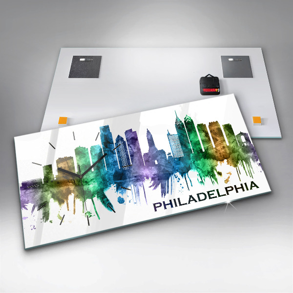 Horizontal wall clock Colorful Philadelphia