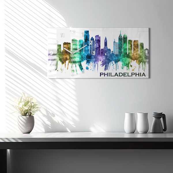 Horizontal wall clock Colorful Philadelphia