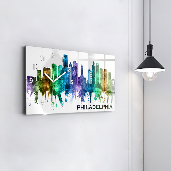 Horizontal wall clock Colorful Philadelphia