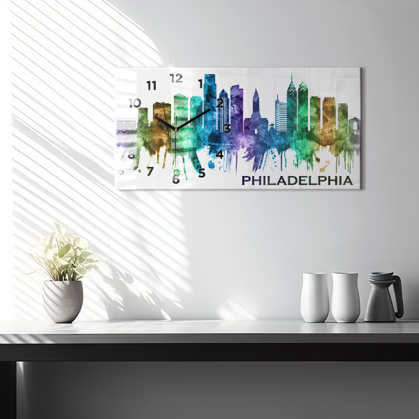 Horizontal wall clock Colorful Philadelphia