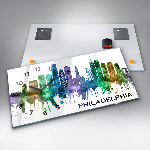 Horizontal wall clock Colorful Philadelphia