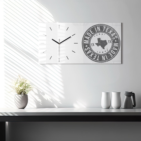 Horizontal wall clock Texas stamp