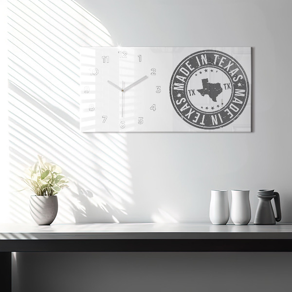 Horizontal wall clock Texas stamp