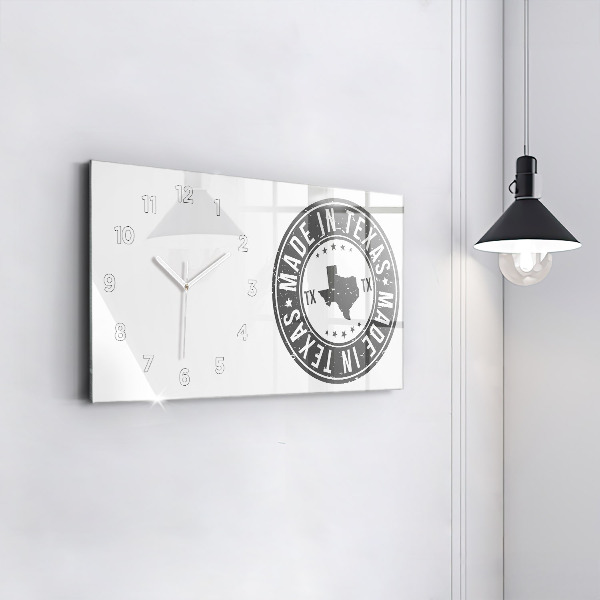 Horizontal wall clock Texas stamp