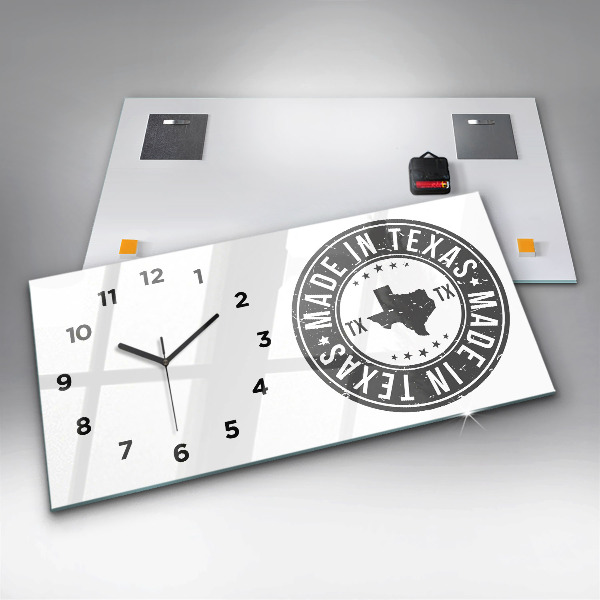 Horizontal wall clock Texas stamp
