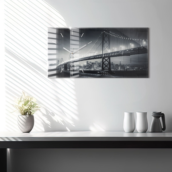 Horizontal wall clock San Francisco Bridge at Night