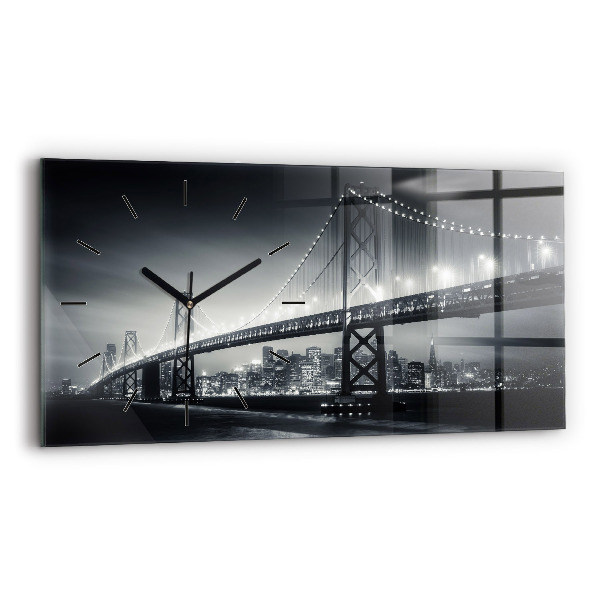 Horizontal wall clock San Francisco Bridge at Night
