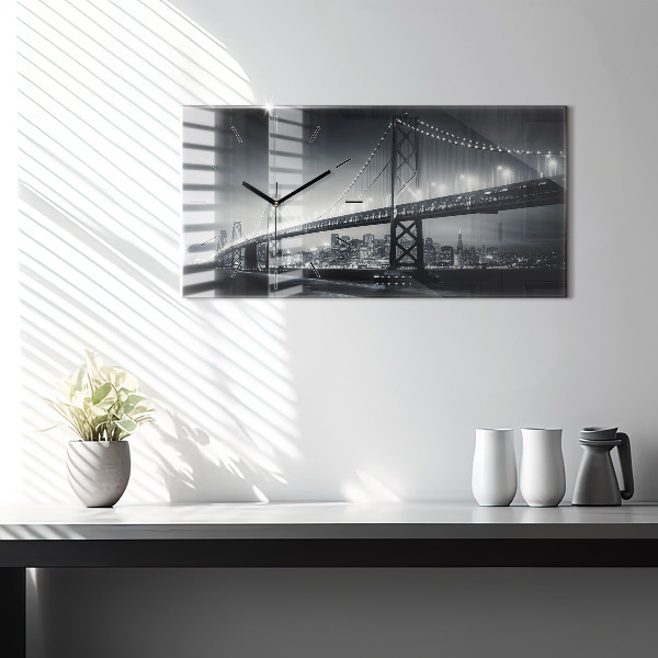 Horizontal wall clock San Francisco Bridge at Night